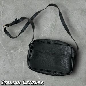 Preowned Vintage Genuine Leather Made in Italy Crossbody Purse Bag Black
